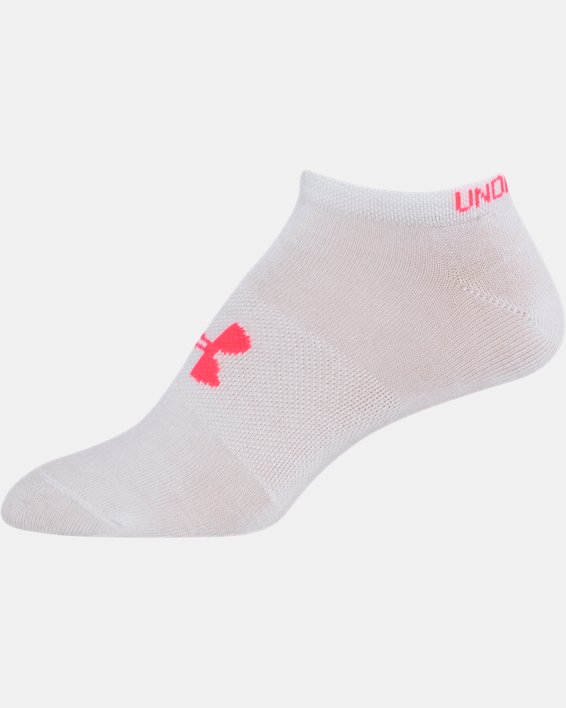 Girls' UA Big Logo No Show Socks 6-Pack, White, pdpMainDesktop image number 2